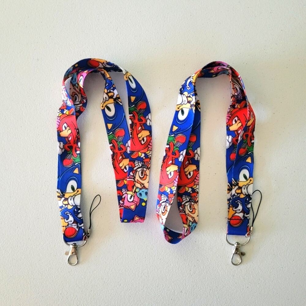 Sonic the Hedgehog 2-Pack Blue Lanyard Bundle Sega Clip NWT